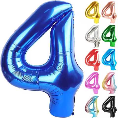 32Inch Multicolor Number 4 Balloon Large Number Balloons 0-9 Boys Girls Birthday Decoration Women Me