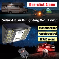 【One-click Alarm】Solar Alarm & Lighting  Wall Lamp Motion Sensor Sound Light Warning for Villas RV C
