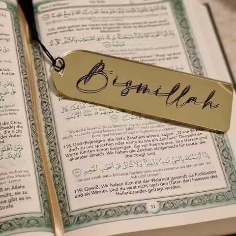 5Pcs Bookmark Book Acrylic Mirrored Islam Allah Islamic Bismillah Quran Muslim Eid Mubarak Gift Tag 