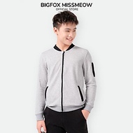 Áo bé trai BIGFOX - MISS MEOW thu đông, áo nỉ cho bé dài tay size đại dáng bomber màu tàn phối đen 4