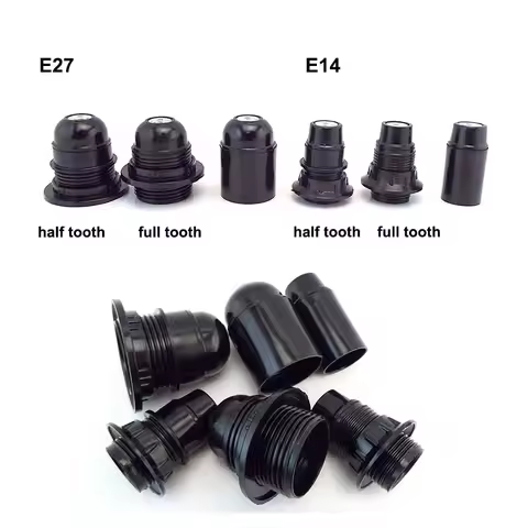1/5pcs E27 E14 Half Full Tooth Screw Lamp Bulb Base Socket Plug Black Converter Light Power Pendant 
