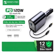 DOSEN Pro Car Charger 4in1 120W USB Fast Charging Smartphone Charger Voltage Detection Digital Displ