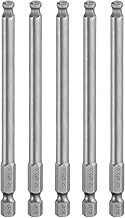 QUARKZMAN Pack of 5 Ball Head Allen Screwdriver Bit, 5 mm (H5.0) Tip, 1/4 Inch, 100 mm (4 inches), L