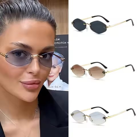 New Frameless Cut Edge Sunglasses Irregular Shaped Personalized Travel Sun Glasses UV Resistant Smal