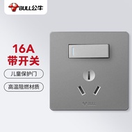 公牛(BULL) 开关插座 G12系列 16A大功率带开关插座86型暗装面板插座G12E204A 星空灰