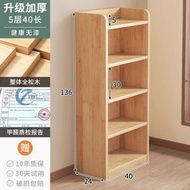 Others - 實木書架 落地小櫃子 收納矮書櫃 一體靠牆展示櫃 客廳復古多層置物架