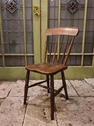 【卡卡頌 歐洲古董】19世紀  英國古董  全實橡木  漂亮老木紋  小板   溫莎椅 ch0473