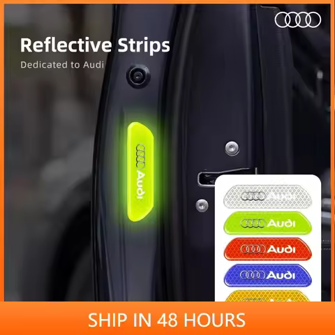 4PCS Car Door Sticker Safety Warning Reflective Mark For Audi Sline RS A3 A4 A6 A5 Q5 A1 Q7 Q3 Q2 Q8
