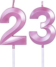 Pink 32nd & 23rd Birthday Candles for Cakes, Number 23 32 Candle Cake Topper for Party Anniversary W