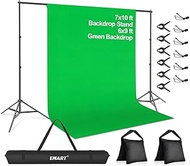 EMART 7 x 10ft Green Screen Backdrop Kit with Tripod Stand, Photography Background Support System wi
