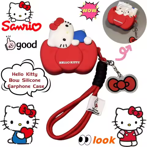 Sanrio Hello Kitty Creative Kawaii Cute Bow Earphone Case for Airpods Pro2/3 4/Generation Earphone P