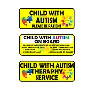 CHILD WITH AUTISM label. 2pcs waterproof vinyl stickers. ships in 1-2 days