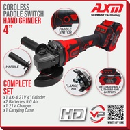 AXM AX-4 4"/100MM CORDLESS PADDLE SWITCH ANGLE GRINDER 21V 5.0Ah RECHARGEABLE LI-ION BATTERY 4" BRUS