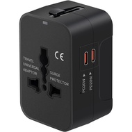 Universal Travel Adapter Fast Charger, All in One Plug Adapter With 2 USB-C PD20W GaN Worldwide Powe
