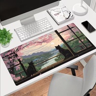 Japanese Style Large Mouse Pad Deskmat – Peaceful Landscape Pattern Decor Chill Work Corner