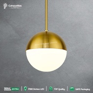 LAMPU HIAS GANTUNG BULAT KACA PUTIH MINIMALIST MODERN GOLD FULLSET