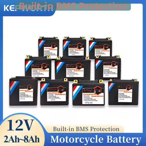 12V LiFePO4 Motorcycle Battery 2Ah 3Ah 4Ah 6Ah 8Ah Lithium Powersports Battery Built in BMS Replacem