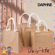 DAPHNE Women Linen Bag, Jute Imitation Sacks Burlap Tote Bags, \Multiple Sizes Hand-painted Portable Vintage Shopping Bags Shopping