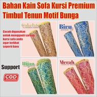 Bahan Kain Kursi Sofa Jok motif Timbul Bunga Rantai Warna Merah Murah Meteran