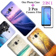 2 IN 1 Samsung Galaxy J2 Prime Case With Tempered Ceramic Protector Screen Curved Tempered Film
