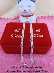 Silver 925 Bangle Anklet*Rantai Kaki Bangle Perak Tulen*