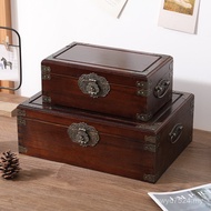 ID Box Seal Box Locked Small Box Storage Wooden Box Jewelry Box Desktop Solid Wood Retro Storage Box
