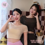 GOOD ENERGY CLUB-BABY SHEER[5206] Short-Sleeved Sports Bra See-Through Mesh Details (12E-12H)