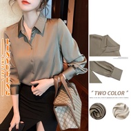 💕Linyufeng💕 S-3XL Baggy Satin Blouse Women Plus Size Classy Ladies Vonda Chiffon Elegant Woman Long 
