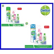 Limited Dettol Bundle set Prevent from Coronavirus [Sanitizer 50ml + 2x Wipes Sen 10s + Spray 450ml + Handwash 250g