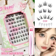 FEPO 10 Rows Self Adhesive False Eyelash No Need for Glue Free False Eyelashes Reusable for Beginner