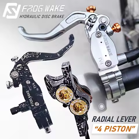 Frog Wake FV4-L Mountain Bike Hydraulic Disc Brake Kit with 180mm Rotors Aluminum 4 Piston Oil Press