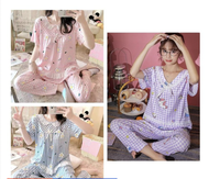 Ready stock Pyjamas Women Pajamas Women Sleepwear Nightwear Lingerie baju tidur perempuan t shirt