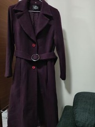 紫色羊毛修身外套/大衣