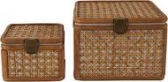 Deco 79 Rattan Handmade Decorative Box Woven Rattan Decorative Keepsake Boxes with Bronze Latches, S
