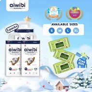 (3 Pack)Aiwibi Natural Premium Night Taped Diapers，Baby diapers , Ultra-thin, soft diapers- S/M/L/XL