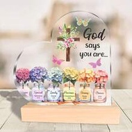 Modern Heart-Shaped Acrylic Desktop Decoration With Wooden Base - Christian Gift Inspired By Bible V