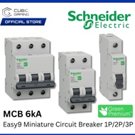 SCHNEIDER ELECTRIC EASY9 MINIATURE CIRCUIT BREAKER (MCB), 6000A, 230V/ 400V, 1P/ 2P/ 3P, 10A-63A (EZ