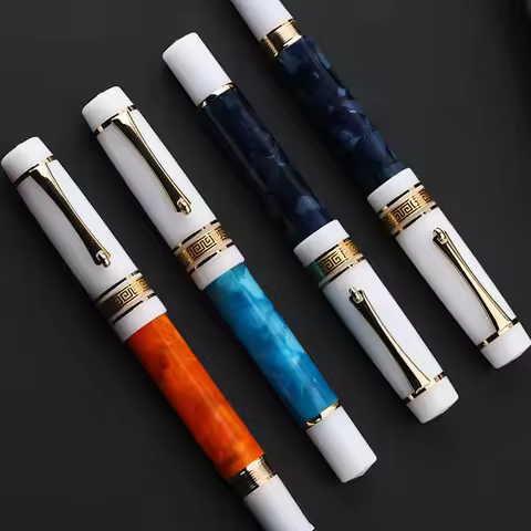 New MAJOHN M400 Resin Fountain Pen EF/F Nib Gold Clip Fantastic Pen For Office School Supplies Smoot