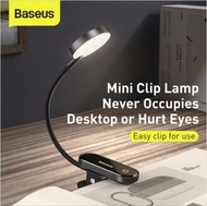 Baseus - 360°充電便攜式迷你護眼閱讀夾燈 DGRAD-0G| 三種亮度調教 USB充電 夾架式LED燈 | 適合緊急情況 閱讀 繪畫 工作使用 (深灰色) 檯燈 座枱燈 護眼燈 床頭燈 小