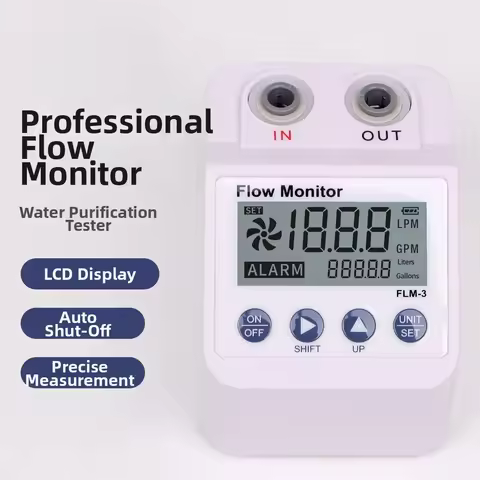 FLM-3 Digital Water Flow Meter LCD Display 0.8-8LPM RO Purifier Filter Monitor Alarm Auto Shutdown F