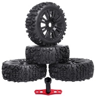 Pre-Glued 1/8 Mounted Buggy Tires and Wheel Rims Sets with Foam Inserts Spoke Black for Arrma Typhon