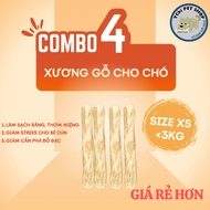COMBO of 4 coffee wooden chew bones for dogs, helps clean teeth and gums, freshens the mouth, reduce