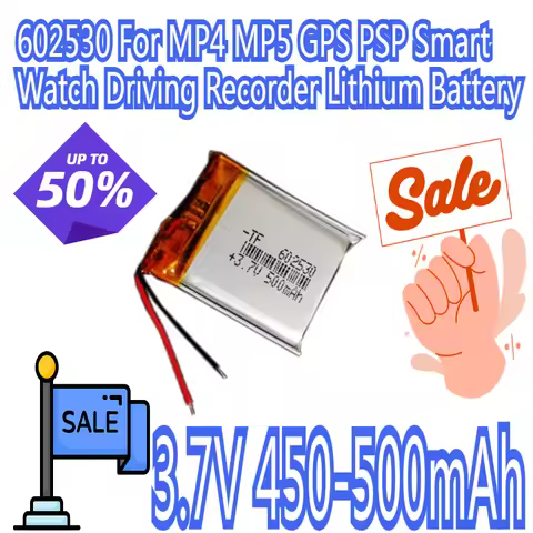 602530 For MP4 MP5 GPS PSP Smart Watch Driving Recorder 3.7V 450-500mAh Lithium Ion Polymer Battery 
