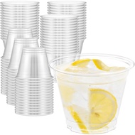 100 Pack 9 oz Clear Plastic Cups, Sturdy &  Safe Disposable Plastic Cups for Wine Cocktail Punch