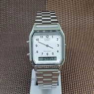 Casio AQ-230A-7B Vintage Silver Plated Dual-time Digital and  Analog Watch AQ230A