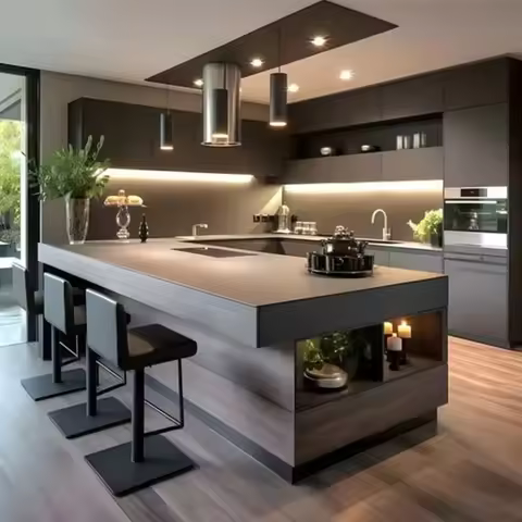High quality kitchen combination island solid wood modern kitchen cabinets