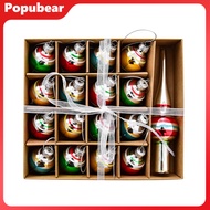 Christmas Mini Glass Ornaments Set Small Vintage Snowman Santa Tree Snowflake Candy Cane Ornaments f