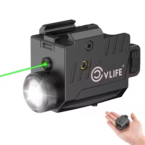 800 Lumens Rechargeable Tactical Pistol Laser Light Combo with Slide Rail Strobe Mode for Home Defen