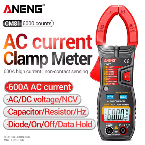 ANENG CM80/CM81 Digital Clamp Meter Ammeter Voltage Car Amp Hz Capacitance NCV Ohm Test Multimeter D