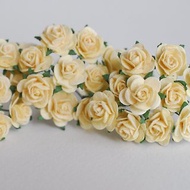 紙花 100 件 DIY 用品件桑椹玫瑰尺寸 1.5 厘米 黃色